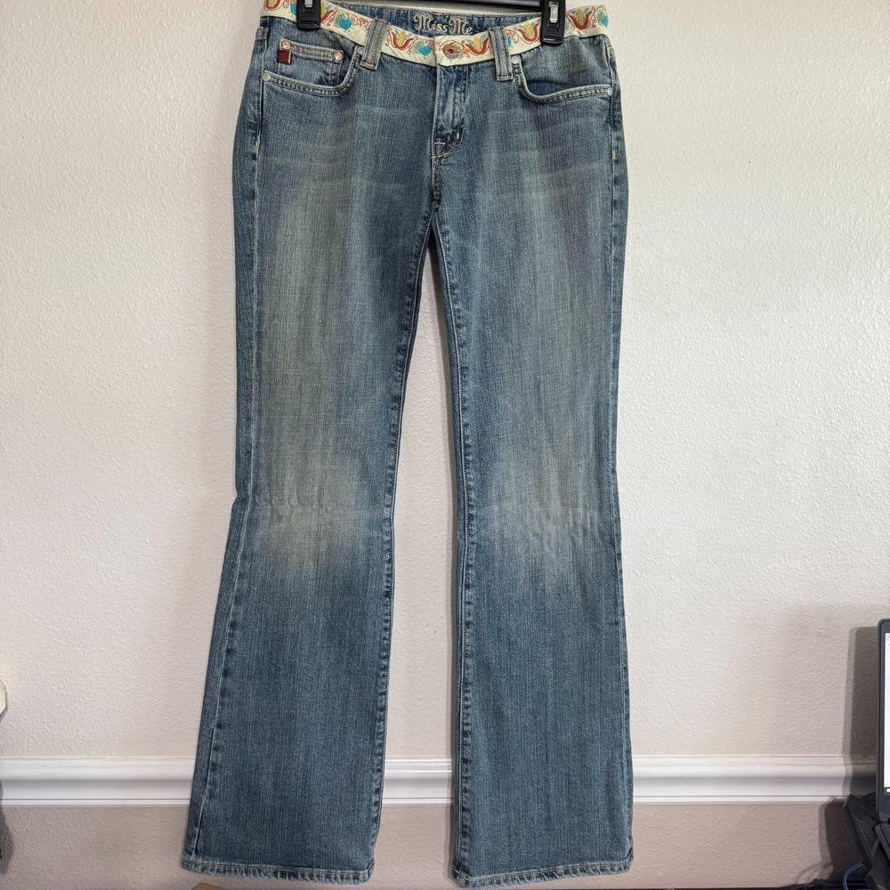 Miss Me Bootcut Jeans Womens 30 Medium Wash Denim Embroiderd Low-Rise Vintage